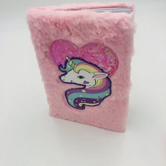 Brand New Plush Pink‎ Unicorn Note Book/Unicorn Magic Diary  For Girls - Picture 2 of 3